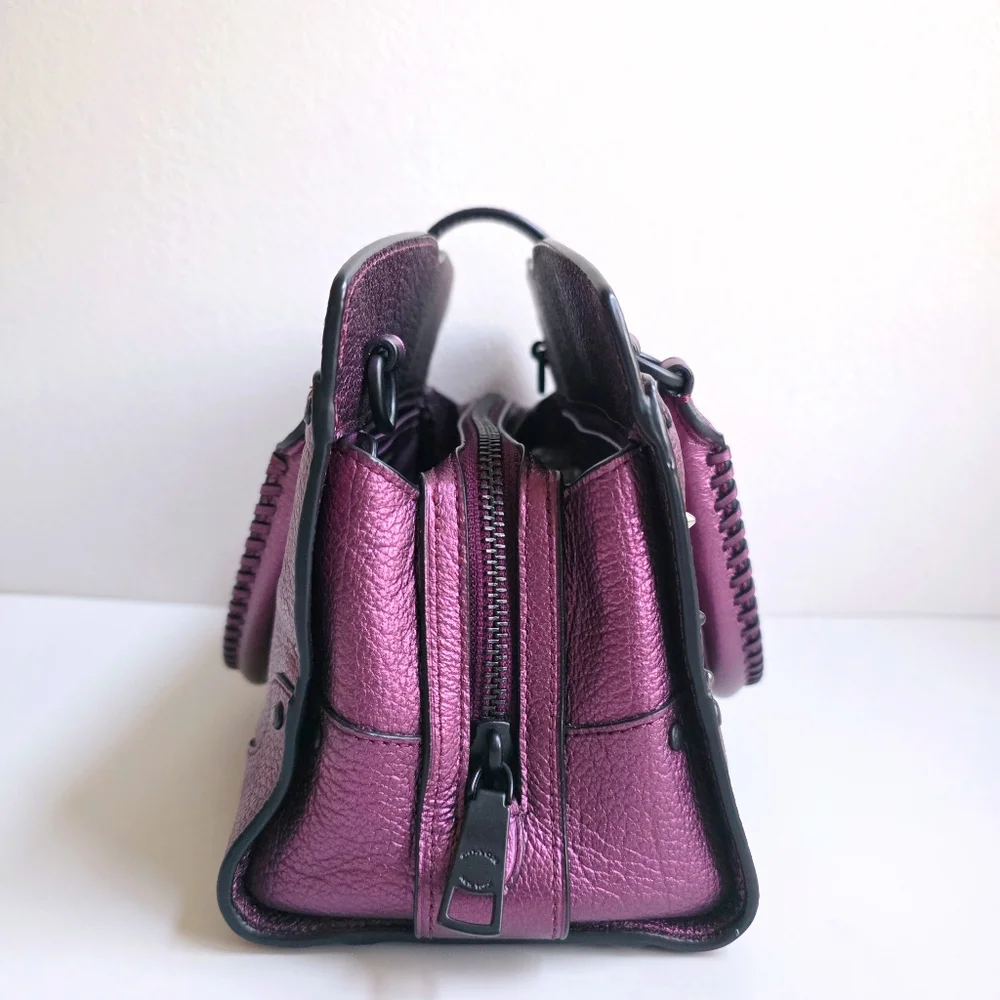 Coach Mercer 24 Star Rivets Metallic Purple